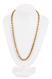 14K YELLOW GOLD ROPE CHAIN NECKLACE