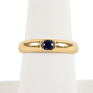 18K YELLOW GOLD & SAPPHIRE BAND RING