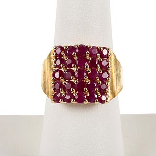 14K YELLOW GOLD RUBY COCKTAIL RING