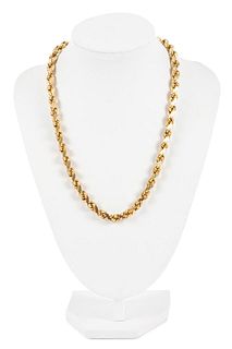 14K YELLOW GOLD ROPE CHAIN LINK NECKLACE