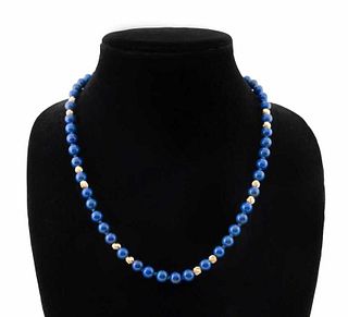 LAPIS BEAD & 14K NECKLACE w/ GOLD SPACERS