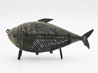 A Benin bronze fish sculpture.