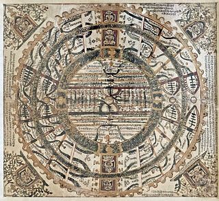 18th c. Jain Cosmic Diagram of the Mortal Realm, mandala, gouache on paper.