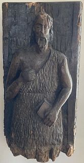Large folk carving depicting St Paul, hardwood, 19th c. or earlier