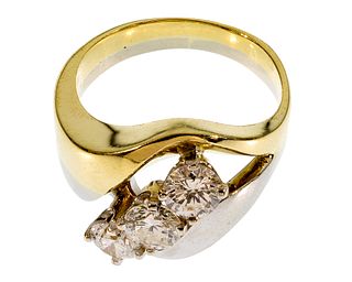 18k Bi-Color Gold and Diamond Ring