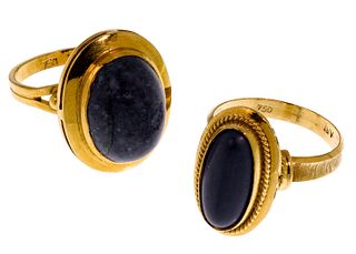 18k Yellow Gold and Lapis Lazuli Rings