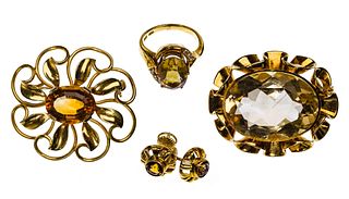 18k Yellow Gold and Citrine Jewelry Assortment