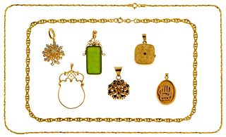 14k Gold and Gemstone Pendant and Necklace Assortment