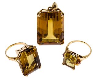 14k Yellow Gold and Citrine Jewelry Assortment