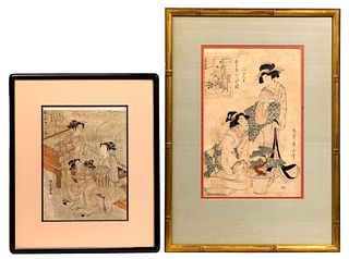 Isoda Koryusai (Japanese, 1735-1790) and Kikukawa Eizan (Japanese, 1787-1867) Woodblock Prints