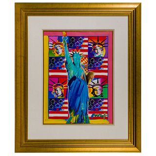 Peter Max (German / American, b.1937) 'God Bless America III - With F' Mixed Media