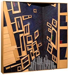 Larry Hoy (American, 20th Century) 'Openings V' Mixed Media Wall Sculpture