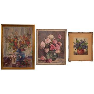 Multiple Artists (Continental School, 20th Century) Floral Still Life Painting Assortment