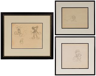 Unknown Artist (American, 20th Century) Disney 'Mickey Mouse' Pencil on Paper Cel Assortment