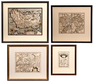 Hand Colored 17th to 18th Century Map Engraving Assortment