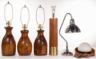 MCM Wood and Chrome Lamp Assortment
