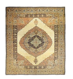 Antique Hajijalili Tabriz Rug, 9'5" x 10’7” (2.87 x 3.23 M)
