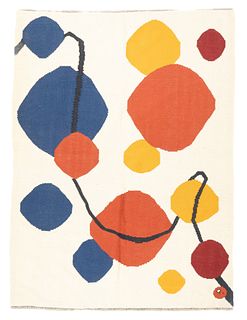 Art Deco Kilim Calder Design Rug, 4’10” x 6’6” (1.47 x 1.98 M)