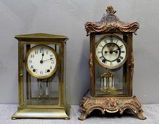Lot of 2 Antique Gilt Metal Carriage Clocks.