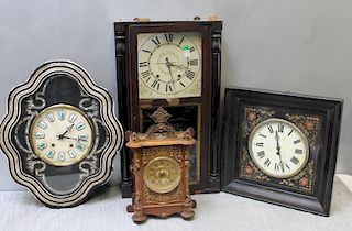 Lot of 4 Clocks Including 2 French Bakers Clocks.
