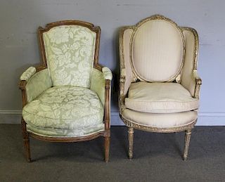 2 Louis XVI Style Upholstered Arm Chairs.