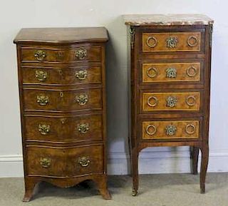 Lot of 5-Drawer Chests Including Serpentine Front