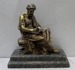 Patinated Bronze Sculpture of Socrates on Marble