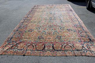 Antique Finely Woven Handmade Kirman Carpet