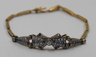 JEWELRY. Antique Diamond and Sapphire Bow Form