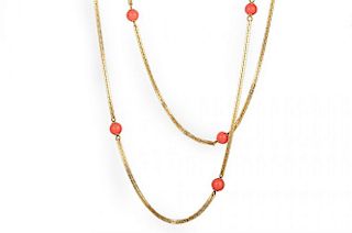 A Gold Coral Bead Necklace, by Tiffany & Co.