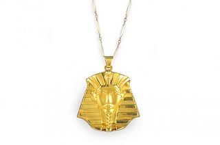 A Vintage Pharaoh's Head Gold Pendant Necklace