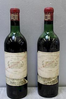 2 Bottles Chateau Margaux 1968 Wine.