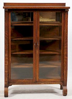 TWO DOOR GLASS AND OAK CHINA CABINET