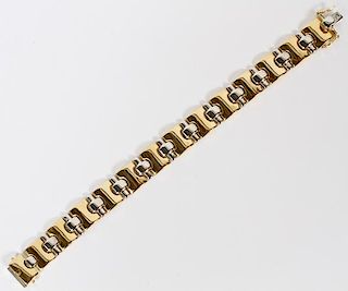 18KT YELLOW AND WHITE GOLD LINK BRACELET