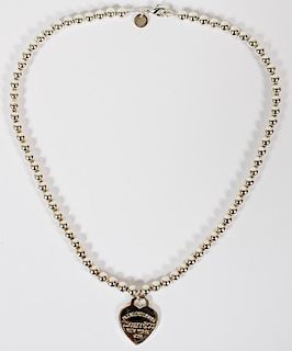 TIFFANY & CO. BEADED STERLING NECKLACE & PENDANT