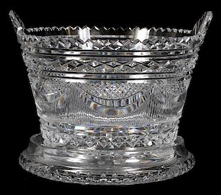 WATERFORD CUT CRYSTAL ICE PAIL AND UNDER PLATE