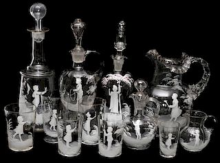 MARY GREGORY ANTIQUE CLEAR GLASS PIECES