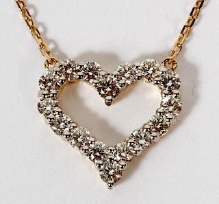 14KT YELLOW GOLD AND 1CT DIAMOND PENDANT NECKLACE