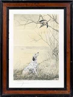 LEON DANCHIN HAND COLORED SIGNED ETCHING