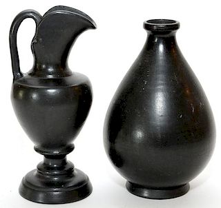 MEXICAN BLACKWARE POTTERY VESSELS 2 PIECES