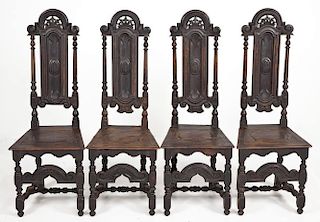 Set of 4 Jacobean Side Chairs
