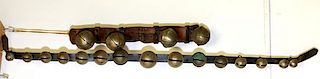 ANTIQUE BRASS AND LEATHER SLEIGH BELLS C1900 2 PCS.