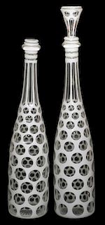 CONTINENTAL OVERLAY GLASS DECANTERS LATE 19TH C.