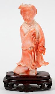 CHINESE CARVED CORAL FIGURE