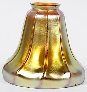 GOLD IRIDESCENT GLASS SHADE EARLY 20TH C.