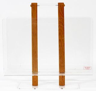 BRAESIDE STUDIOS CHICAGO LUCITE AND WOOD STAND
