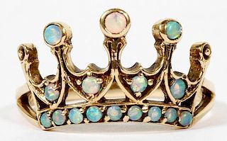 14KT AND OPAL CROWN RING