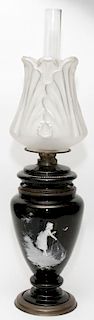 MARY GREGORY OIL LAMP 19TH C.