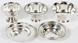 AMERICAN STERLING BOWLS EARLY-MID 20TH C. FIVE