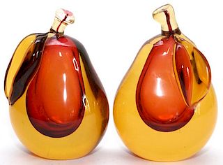 MID CENTURY MODERN MURANO GLASS PEAR BOOKENDS